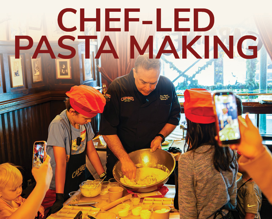The Chef teaching the kids in the class how to make pasta